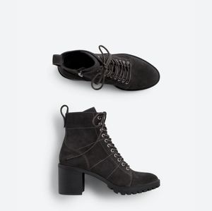 Womens Dolce Vita Nigel Dark Gray Suede Lace Up Side Zip Ankle Boot 7.5
